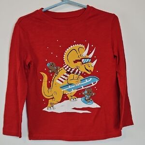 Red Dinosaur Kids Long Sleeve Shirt Size 5